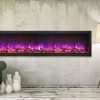 100" Extra Tall Clean Face Symmetry Elec. Fireplace w/Driftwood Logs
