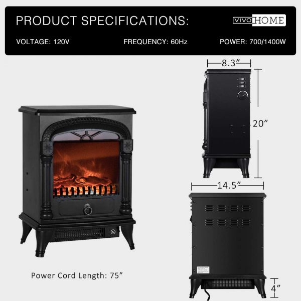 110V 20 Inch Portable Electric Fireplace Stove Heater 1