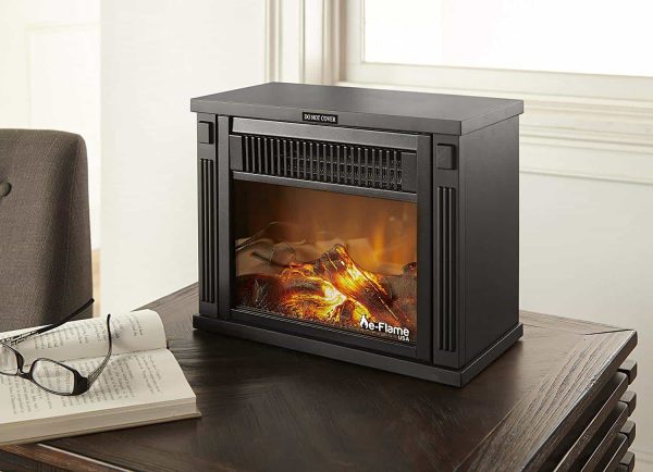 13" Compact Faux Wood Encased Portable Electric Fireplace Heater - Dark Wood by e-Flame USA 1