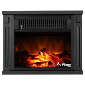 13" Compact Faux Wood Encased Portable Electric Fireplace Heater - Dark Wood by e-Flame USA