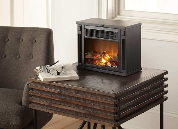 13" Compact Faux Wood Encased Portable Electric Fireplace Heater - Dark Wood by e-Flame USA 4