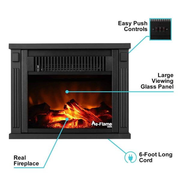 13" Compact Faux Wood Encased Portable Electric Fireplace Heater - Dark Wood by e-Flame USA 5