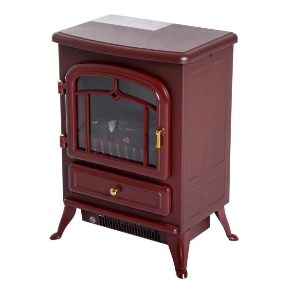 16" 1500W Free Standing Electric Fireplace Wood Burning Portable - Red 5