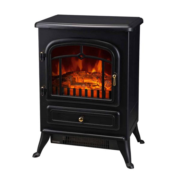 16" 750W /1500W Adjustable Electric Fireplace Free Standing Fire Flame - Black