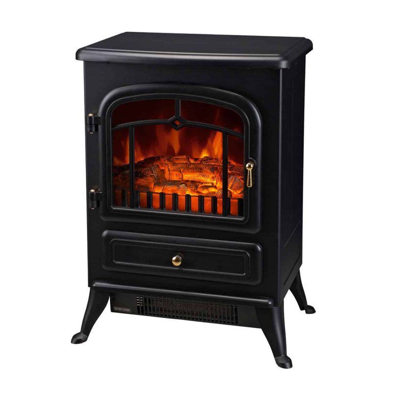 16" 750W /1500W Adjustable Electric Fireplace Free Standing Fire Flame - Black