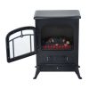 16" 750W /1500W Black Adjustable Electric Fireplace Free Standing Fire Flame Stove Heater 6