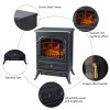 16" 750W /1500W Black Adjustable Electric Fireplace Free Standing Fire Flame Stove Heater 7