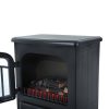 16" 750W /1500W Black Adjustable Electric Fireplace Free Standing Fire Flame Stove Heater 8