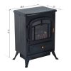 16" 750W /1500W Black Adjustable Electric Fireplace Free Standing Fire Flame Stove Heater 10