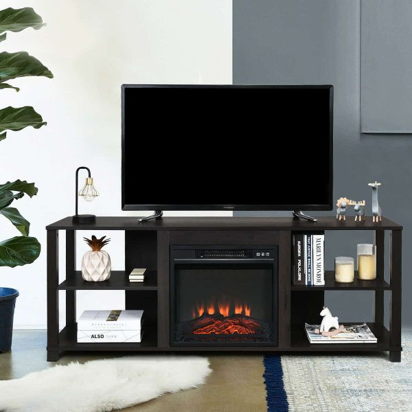 18" Electric Fireplace Freestanding & Wall-Mounted Heater Log Flame EP24205 WC 1