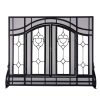 2-Door Large Floral Fireplace Fire Screen with Beveled Glass Panels