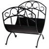 2 Piece Fireplace Tool Set with 37 Inch Poker with Key Handle & Wrought Iron Log Rack in Black 4