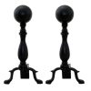 2 Piece Fireplace Tool Set with Long Shank For Andiron & Black Ball Andiron 3