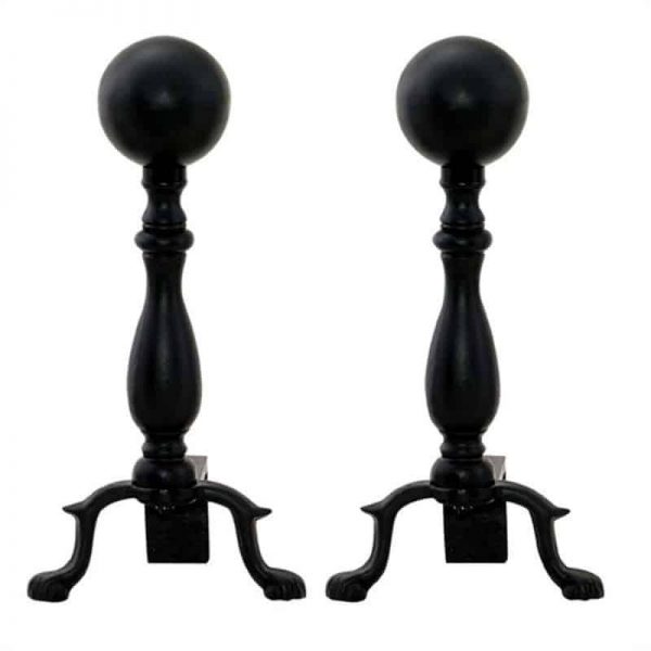 2 Piece Fireplace Tool Set with Long Shank For Andiron & Black Ball Andiron 1