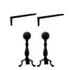 2 Piece Fireplace Tool Set with Long Shank For Andiron & Black Ball Andiron