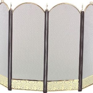 2083-9F Polished Brass 4 Fold Arched with Black Screen - 32.5 inch