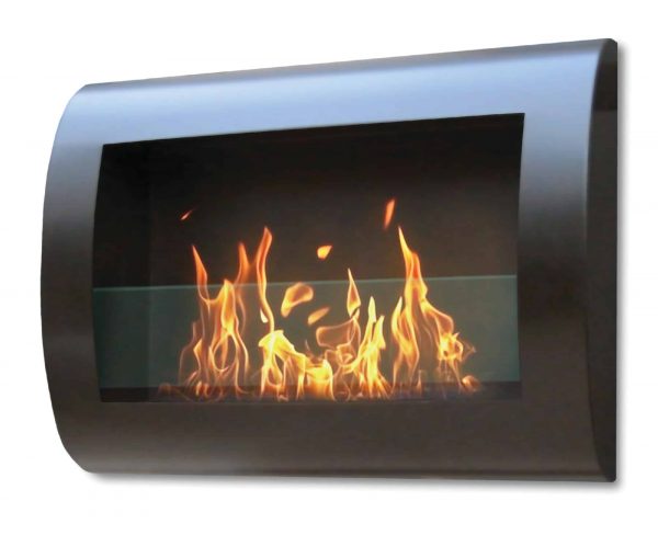 27” Black Indoor Curved Wall Mount Anywhere Fireplace