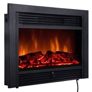 28.5" Fireplace Electric Embedded Insert Heater Glass View Log Flame Remote Home