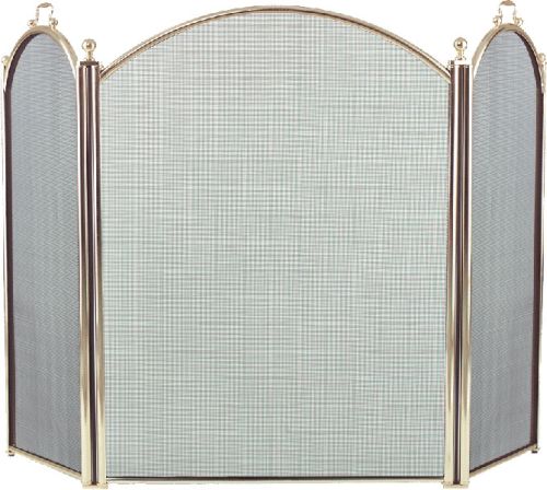 3 Fold Arched Polished Brass Screen - 34 inch