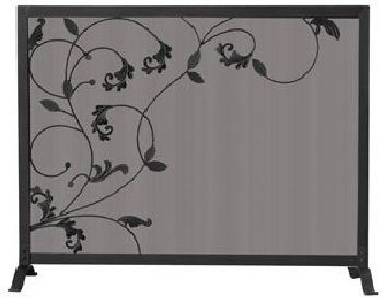 3 Fold Black Screen Flowing Leaf Design 31'' H x 39'' W