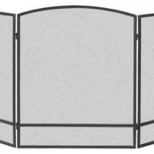 3 Panel Black Fireplace Screen Powder Coated Steel Construction