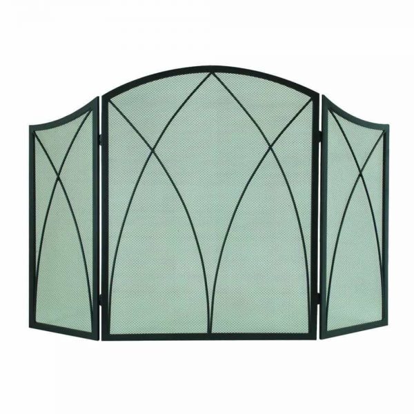 3 Panel Fireplace Screen Cover Guard Mesh Steel Heavy Duty Arched Design Black 1