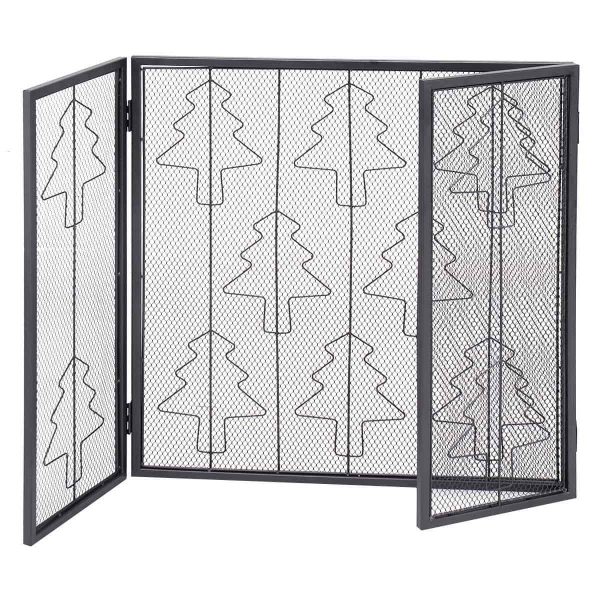 3 Panel Steel Fireplace Screen Folding Doors Heavy Duty Steel Christmas Home