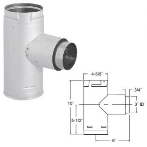 3'' PelletVent Pro Increaser Adapter Tee with Clean-Out Tee Cap - 3PVP-TADX4