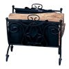 3 Piece Fireplace Tool Set with 37" Poker, Wrought Iron Screen & Wrought Iron Log Holder in Black 4