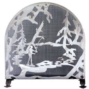 30 Inch W X 30 Inch H Fly Fishing Creek Arched Fireplace Screen