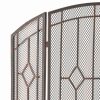 31.25" Black and Copper Contemporary Three Panel Iron Firescreen 8