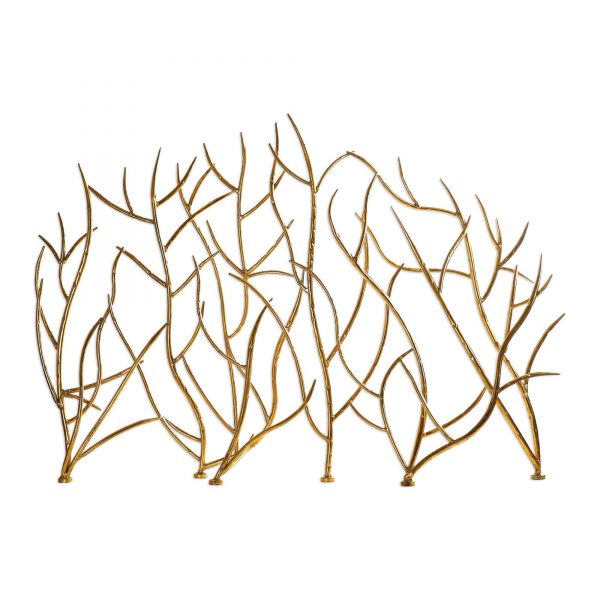 31.89” Gold Branches Decorative Fireplace Screen