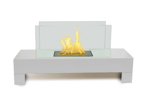 31” White Stainless Steel Table Anywhere Fireplace