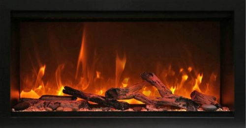 34" Extra Tall Clean Face Symmetry Electric Fireplace w/Driftwood Logs