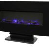 36-in Curved Front Wall Mount Fireplace in Black Glass