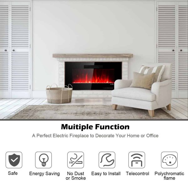 36" Recessed Electric Fireplace In-wall Wall Mounted Electric Heater 5