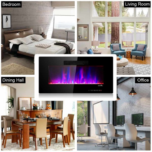 36" Recessed Electric Fireplace In-wall Wall Mounted Electric Heater 6