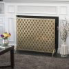 39.5" Gold Contemporary Single Paneled Fireplace Screen