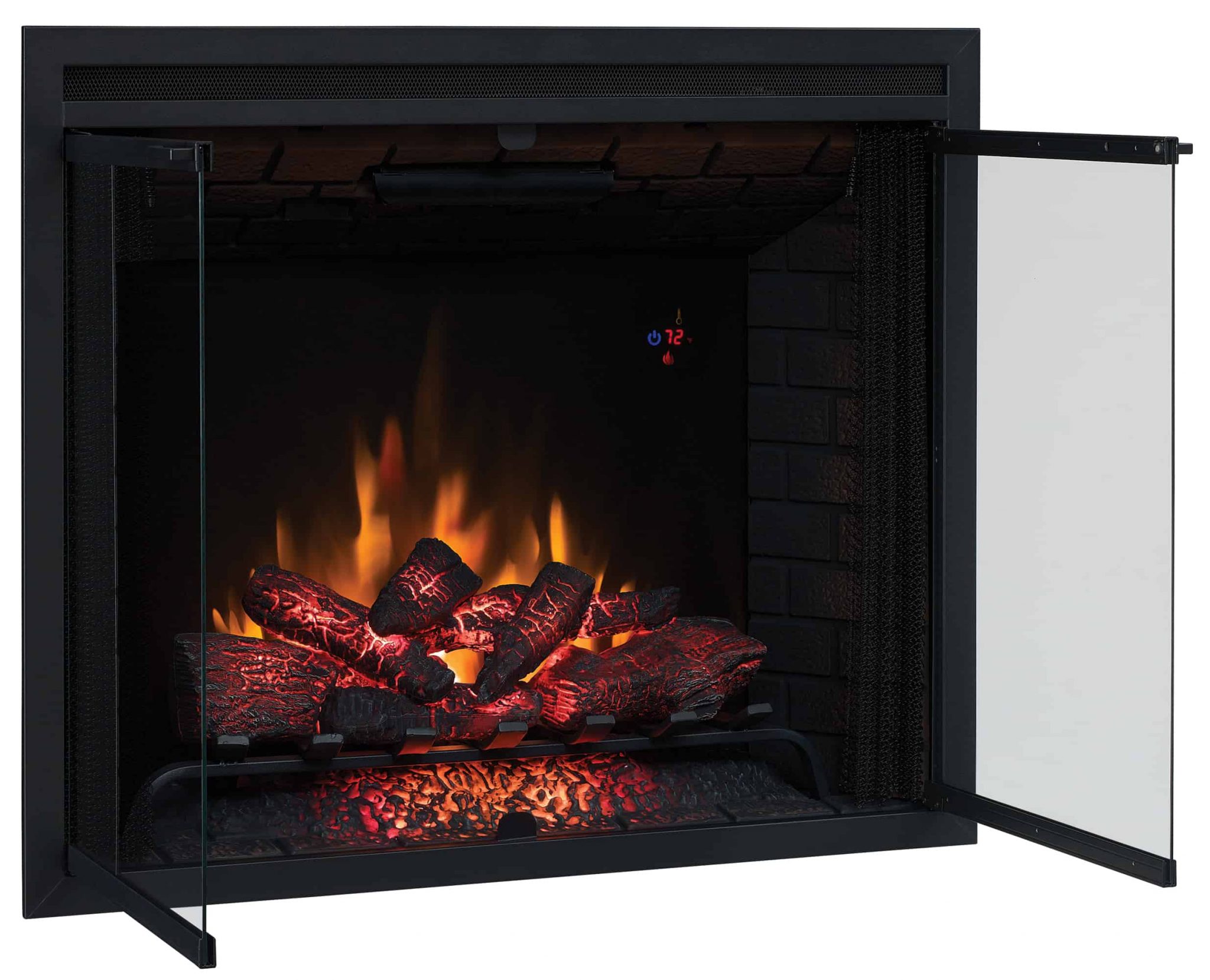 39" Traditional Builtin Electric Fireplace Insert with Glass Door and