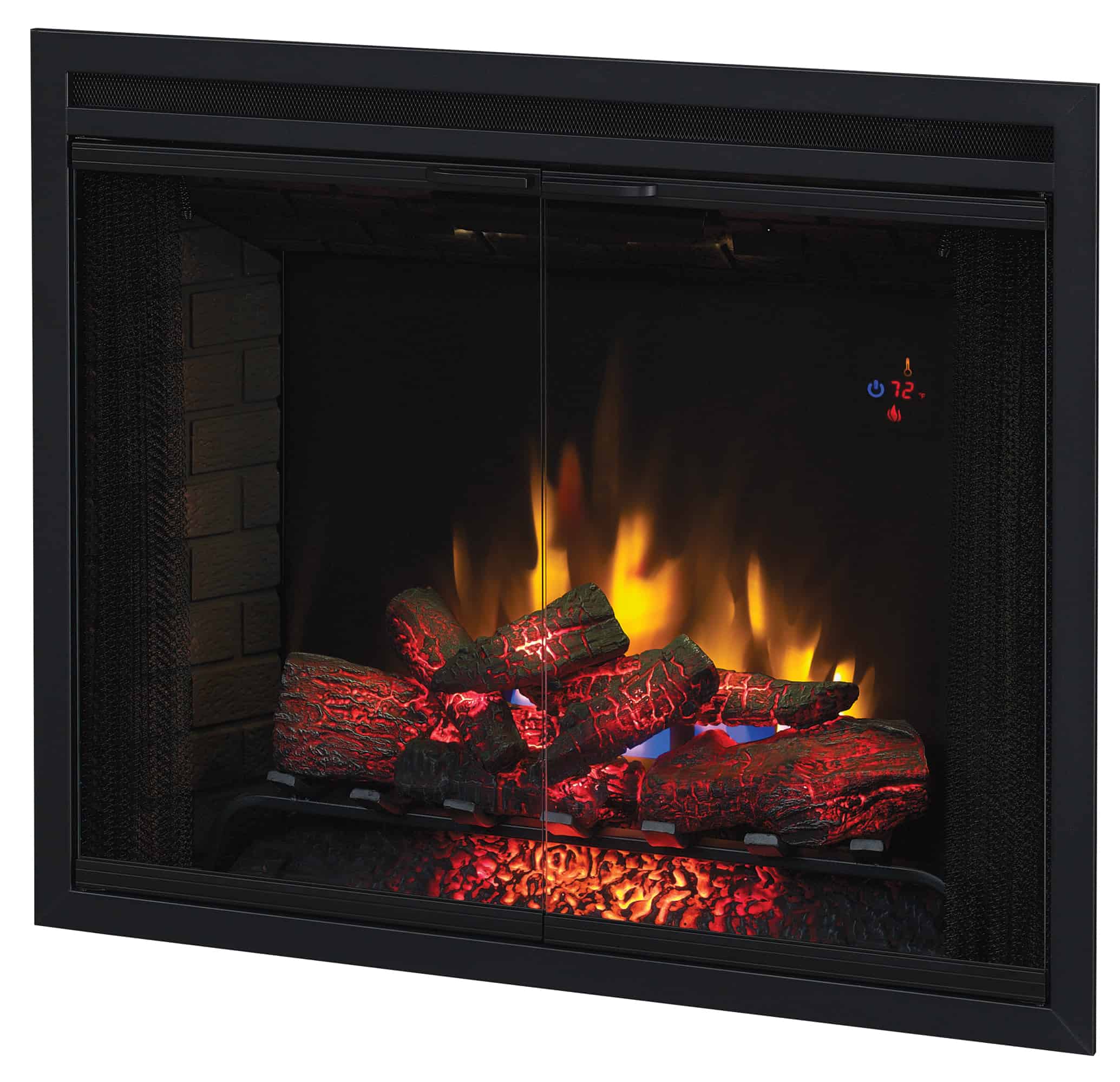 39" Traditional Builtin Electric Fireplace Insert with Glass Door and