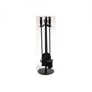 4 Pc Black Iron Fire Set With Barrel Handles And Stand