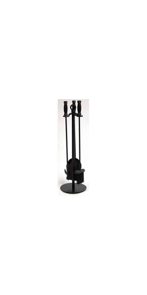 4 Pc Black Iron Fire Set With Barrel Handles And Stand