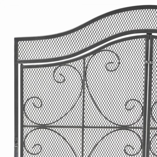 41" Black and Silver Contemporary 3 Paneled Fireplace Screen 4
