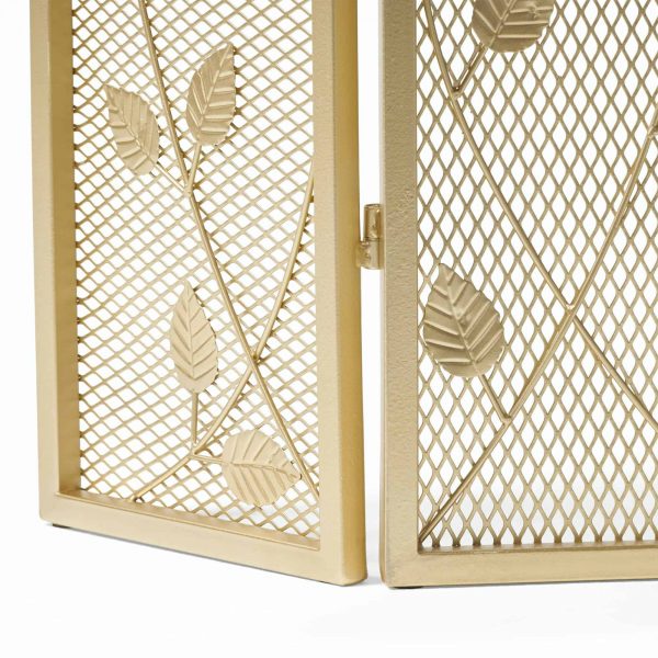 41" Gold Contemporary Single Paneled Fireplace Screen 6