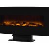 42-in Curved Front Wall Mount Electric Fireplace in Black Glass