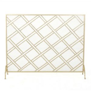 44" Gold Contemporary Single Panel Fireplace Screen