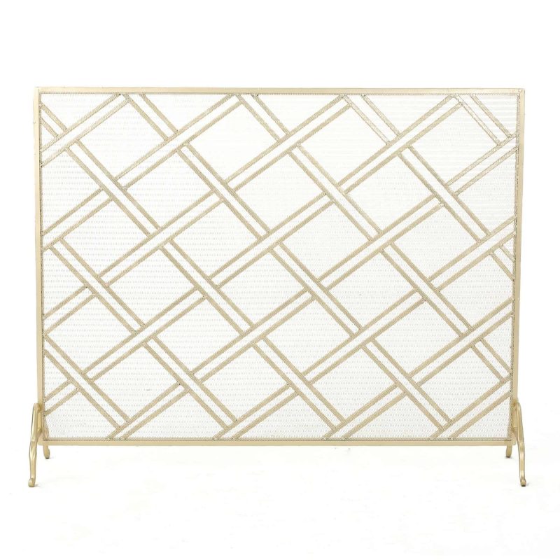 44 Gold Contemporary Single Panel Fireplace Screen Fireplacess Com   44quot Gold Contemporary Single Panel Fireplace Screen 800x800 