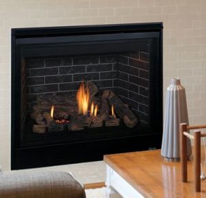 45" DV Fireplace w/Charred Oak Logs and Blended Brown Liner - LP
