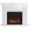 47.5 in. Crystal mirrored mantle with wood log insert fireplace