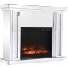 47.5 in. Crystal mirrored mantle with wood log insert fireplace 7